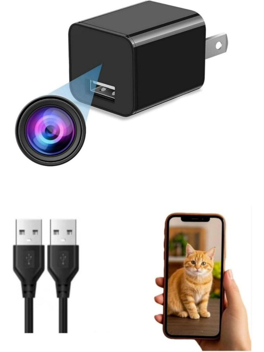 64GB Full HD 1080P Nanny Camera with Motion Detection - WiFi Not Required